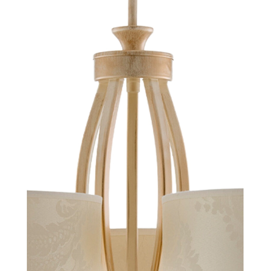 Brilagi - Suspension sur tige SAPHIRE 5xE27/15W/230V Ø 66 cm crème/doré/patine