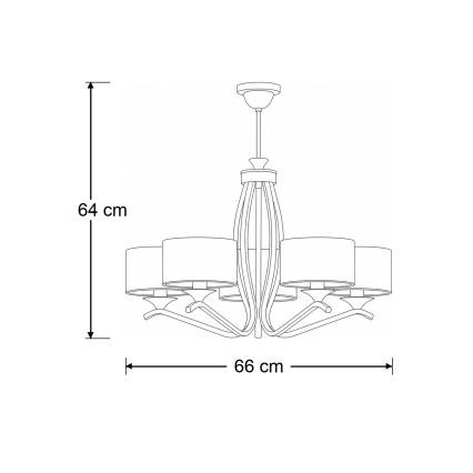 Brilagi - Suspension sur tige SAPHIRE 5xE27/15W/230V Ø 66 cm crème/doré/patine