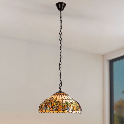 Brilagi - Suspension Tiffany en vitrail LUISA sur chaîne 2xE27/60W/230V