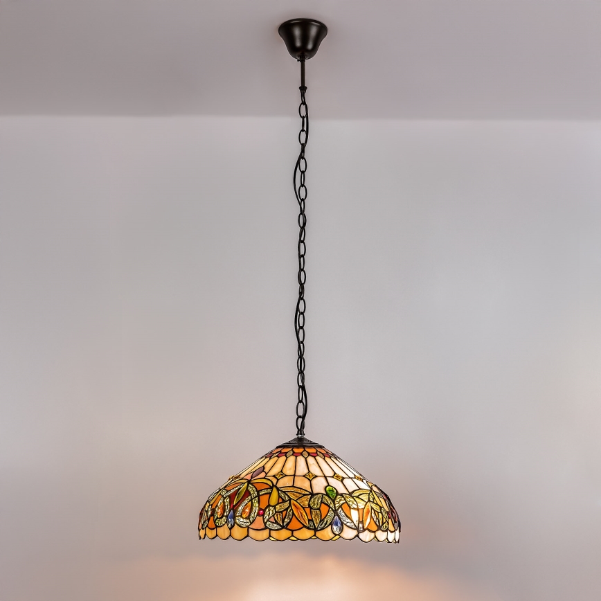 Brilagi - Suspension Tiffany en vitrail LUISA sur chaîne 2xE27/60W/230V