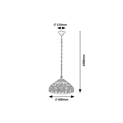 Brilagi - Suspension Tiffany en vitrail LUISA sur chaîne 2xE27/60W/230V