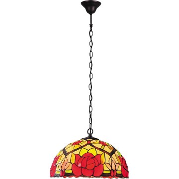 Brilagi - suspension Tiffany en vitrail sur chaîne GARLAN 2xE27/60W/230V