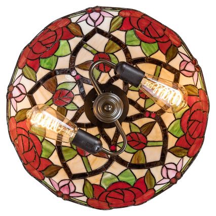 Brilagi - suspension Tiffany en vitrail sur chaîne GARLAN 2xE27/60W/230V