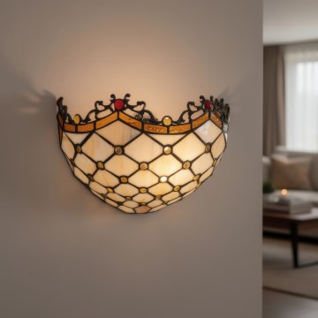 Brilagi - Tiffany applique murale en vitrail IVORY 1xE14/40W/230V