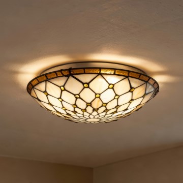 BRILAGI - Tiffany plafonnier en vitrail IVORY 2xE27/60W/230V Ø 40 cm
