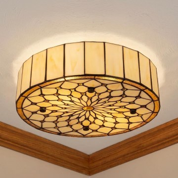 Brilagi - Tiffany plafonnier en vitrail IVORY 3xE27/60W/230V Ø 40 cm