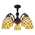 BRILAGI - Tiffany plafonnier en vitrail monté en surface IVORY SMOOTH 5xE27/60W/230V Ø 60 cm