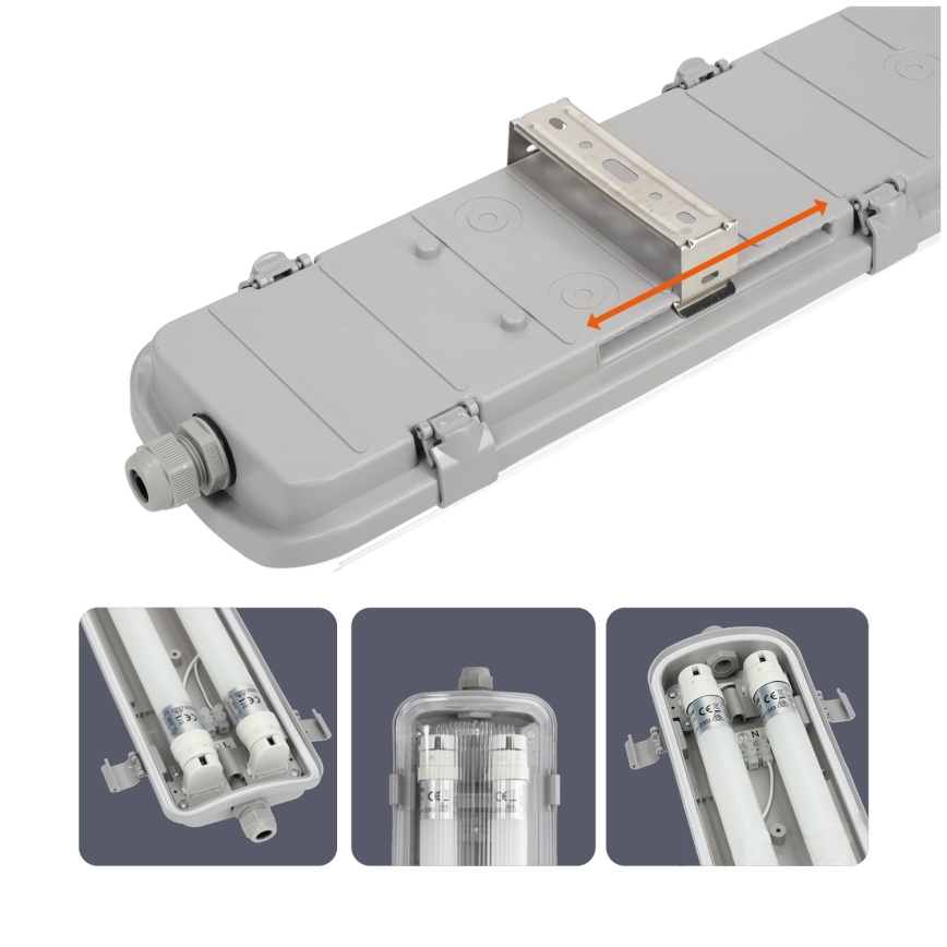 Brilagi - Tube fluorescent industriel LED OPTIMA T8 2xG13/18W/230V 4000K IP65 128 cm