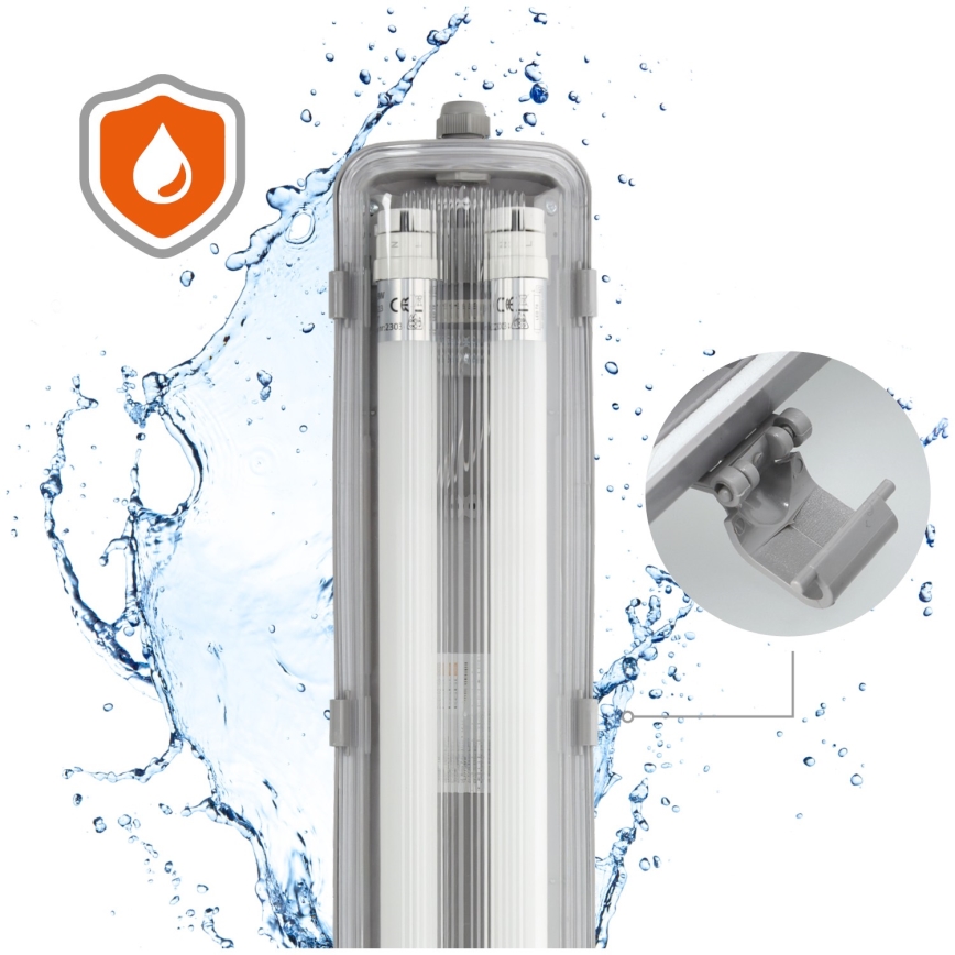 Brilagi - Tube fluorescent industriel LED OPTIMA T8 2xG13/18W/230V 4000K IP65 128 cm