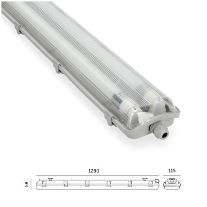 Brilagi - Tube fluorescent industriel LED OPTIMA T8 2xG13/18W/230V 4000K IP65 128 cm