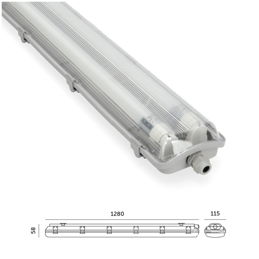 Brilagi - Tube fluorescent industriel LED OPTIMA T8 2xG13/18W/230V 4000K IP65 128 cm