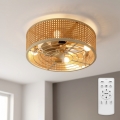 Brilagi - Ventilateur de plafond 4xE27/40W/230V Ø 50 cm bambou + télécommande