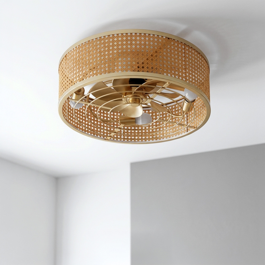 Brilagi - Ventilateur de plafond 4xE27/40W/230V Ø 50 cm bambou + télécommande