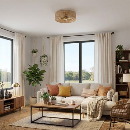 Brilagi - Ventilateur de plafond 4xE27/40W/230V Ø 50 cm bambou + télécommande