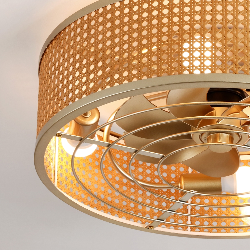 Brilagi - Ventilateur de plafond 4xE27/40W/230V Ø 50 cm bambou + télécommande