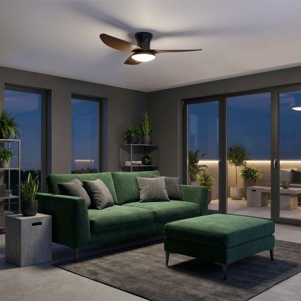 Brilagi - Ventilateur de plafond LED à intensité variable LED/38W/230V 100 cm noir/marron + télécommande