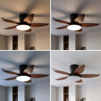 Brilagi - Ventilateur de plafond LED dimmable LED/32W/230V 95 cm noir/marron + télécommande