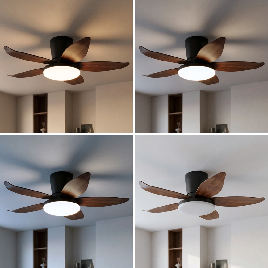 Brilagi - Ventilateur de plafond LED dimmable LED/32W/230V 95 cm noir/marron + télécommande