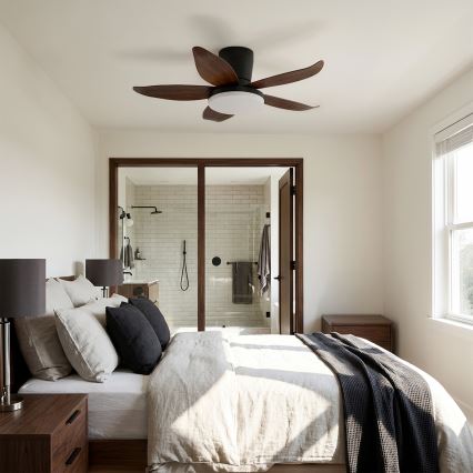 Brilagi - Ventilateur de plafond LED dimmable LED/32W/230V 95 cm noir/marron + télécommande