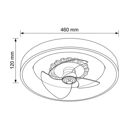 Brilagi - Ventilateur de plafond LED dimmable, 34 W, 230 V, Ø 46 cm, brun + télécommande