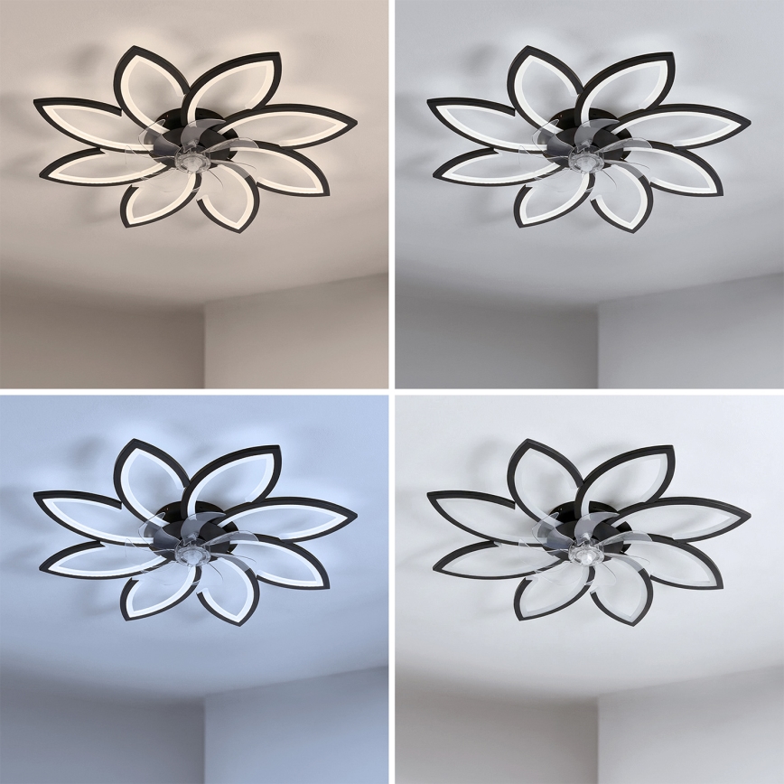 Brilagi - ventilateur de plafond dimmable à LED/43W/230V Ø 90 cm noir + télécommande