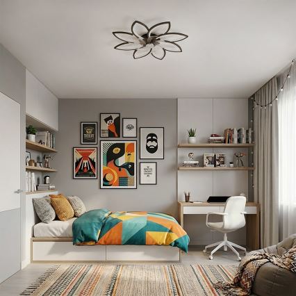 Brilagi - ventilateur de plafond dimmable à LED/43W/230V Ø 90 cm noir + télécommande