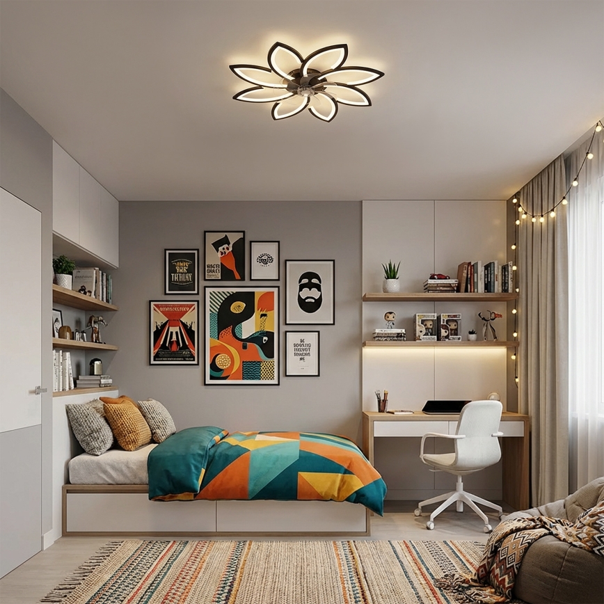 Brilagi - ventilateur de plafond dimmable à LED/43W/230V Ø 90 cm noir + télécommande