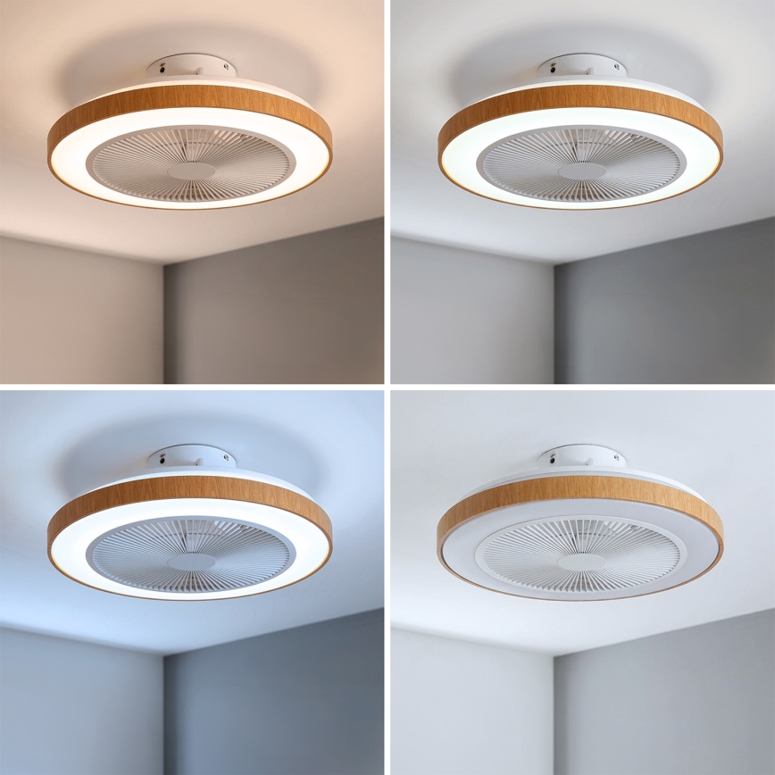 Brilagi - Ventilateur de plafond à LED dimmable 38W/230V 50 cm blanc/marron + télécommande