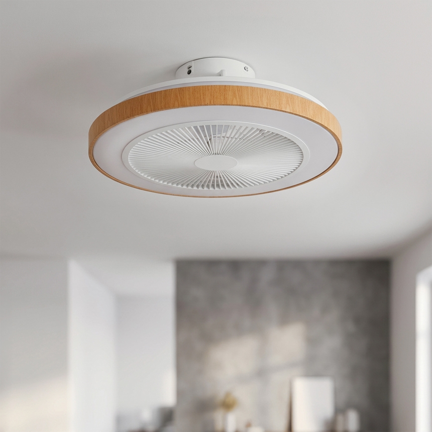 Brilagi - Ventilateur de plafond à LED dimmable 38W/230V 50 cm blanc/marron + télécommande