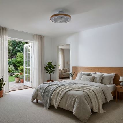 Brilagi - Ventilateur de plafond à LED dimmable 38W/230V 50 cm blanc/marron + télécommande