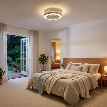 Brilagi - Ventilateur de plafond à LED dimmable 38W/230V 50 cm blanc/marron + télécommande