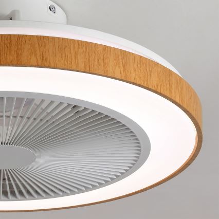 Brilagi - Ventilateur de plafond à LED dimmable 38W/230V 50 cm blanc/marron + télécommande