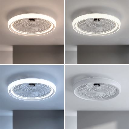 Brilagi - Ventilateur de plafond LED dimmable, 40W/230V, 3000-6500K, Ø 48 cm, blanc + télécommande