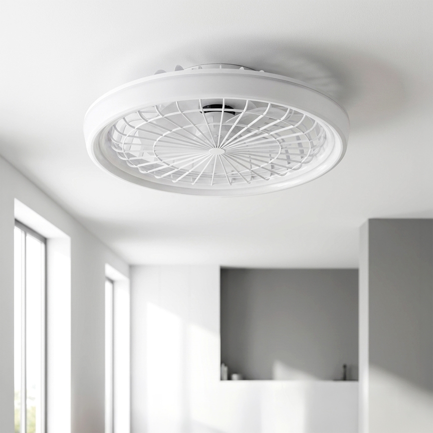 Brilagi - Ventilateur de plafond LED dimmable, 40W/230V, 3000-6500K, Ø 48 cm, blanc + télécommande