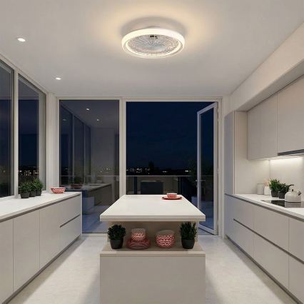Brilagi - Ventilateur de plafond LED dimmable, 40W/230V, 3000-6500K, Ø 48 cm, blanc + télécommande