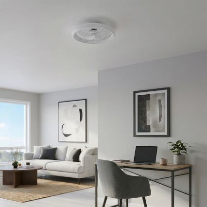 Brilagi - Ventilateur de plafond LED dimmable, 40W/230V, 3000-6500K, Ø 48 cm, blanc + télécommande