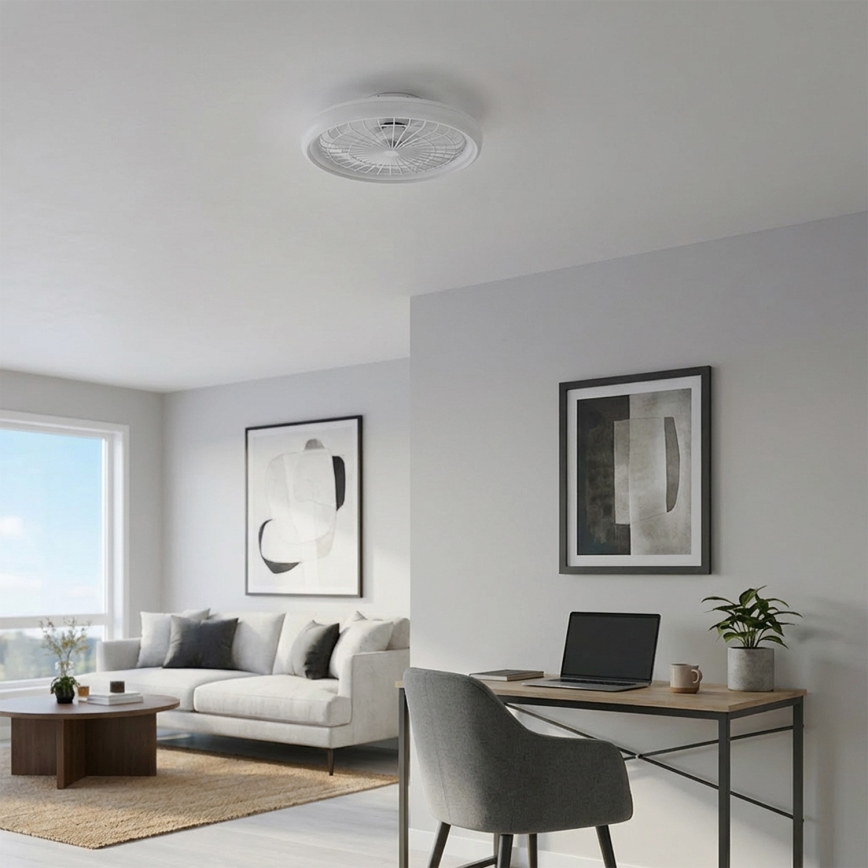 Brilagi - Ventilateur de plafond LED dimmable, 40W/230V, 3000-6500K, Ø 48 cm, blanc + télécommande