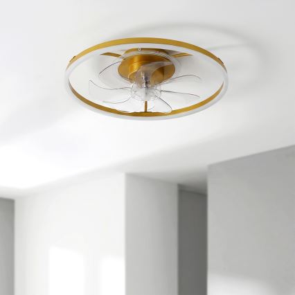 Brilagi - Ventilateur de plafond dimmable LED/66W/230V 55 cm blanc/doré + télécommande