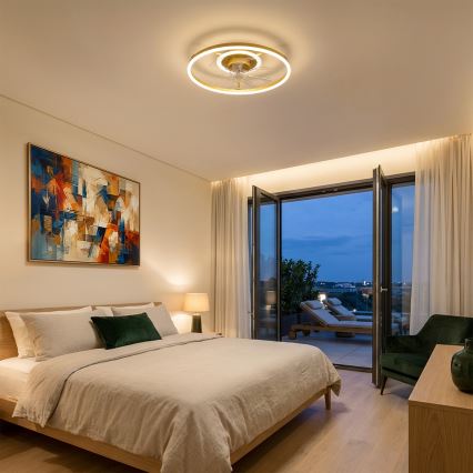 Brilagi - Ventilateur de plafond dimmable LED/66W/230V 55 cm blanc/doré + télécommande