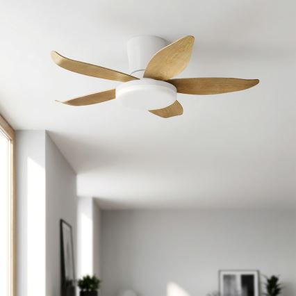 Brilagi - Ventilateur de plafond LED dimmable LED/32W/230V 95 cm blanc/marron + télécommande