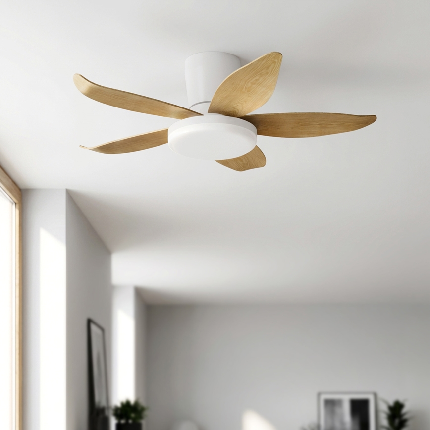 Brilagi - Ventilateur de plafond LED dimmable LED/32W/230V 95 cm blanc/marron + télécommande