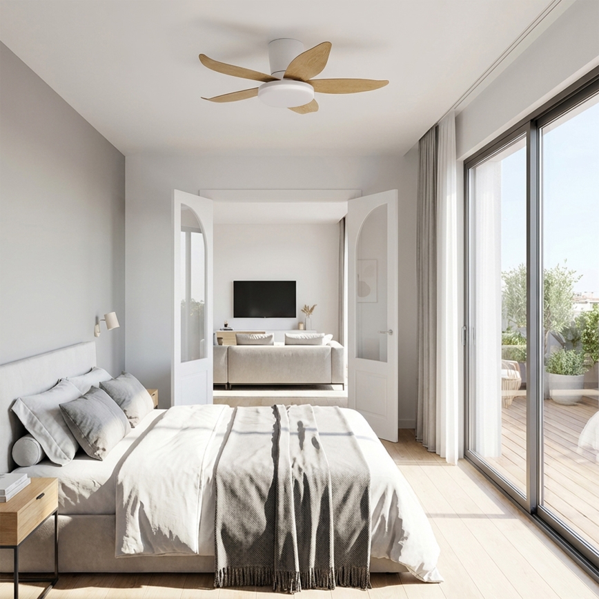 Brilagi - Ventilateur de plafond LED dimmable LED/32W/230V 95 cm blanc/marron + télécommande