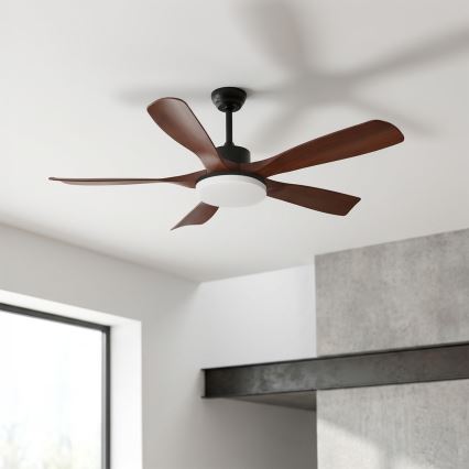 Brilagi - Ventilateur de plafond LED dimmable LED/34W/230V 132 cm noir/marron + télécommande