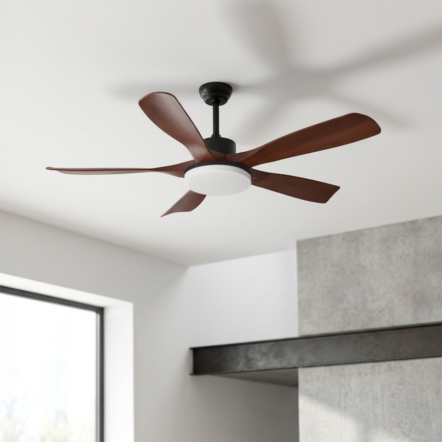 Brilagi - Ventilateur de plafond LED dimmable LED/34W/230V 132 cm noir/marron + télécommande