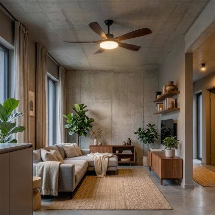 Brilagi - Ventilateur de plafond LED dimmable LED/34W/230V 132 cm noir/marron + télécommande