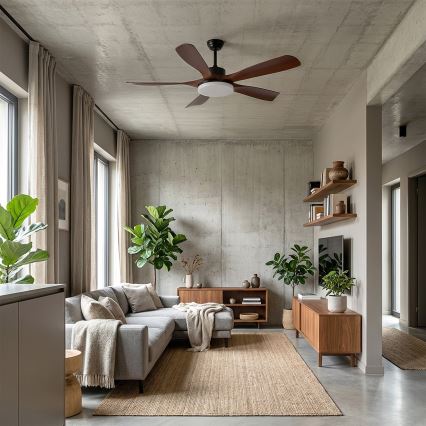 Brilagi - Ventilateur de plafond LED dimmable LED/34W/230V 132 cm noir/marron + télécommande