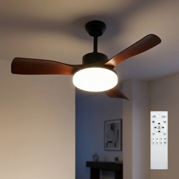 Brilagi - Ventilateur de plafond LED dimmable 34 W/230 V 3000–6500 K Ø 106 cm noir/marron + télécommande