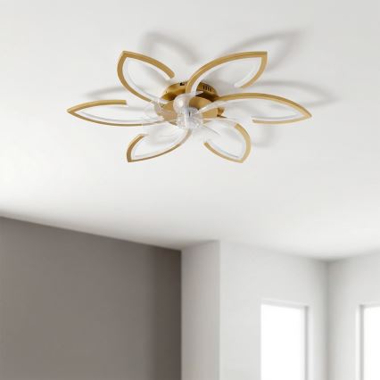 Brilagi - Ventilateur de plafond LED dimmable 34W/230V Ø 78 cm doré + télécommande