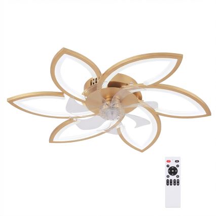 Brilagi - Ventilateur de plafond LED dimmable 34W/230V Ø 78 cm doré + télécommande