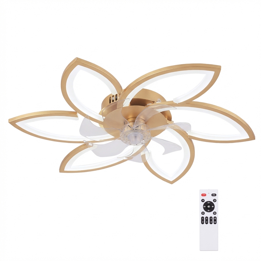 Brilagi - Ventilateur de plafond LED dimmable 34W/230V Ø 78 cm doré + télécommande